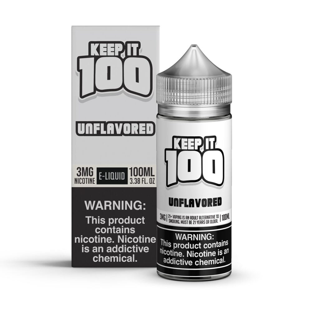 Unflavored Keep It 100 100mL 3mg  bottle with packaging