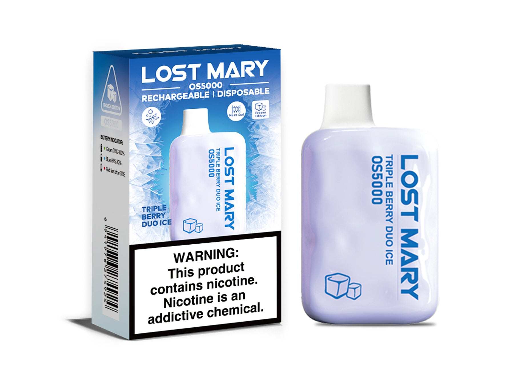 Lost Mary OS5000 Frozen Edition | Rechargeable Disposable Vape 5000 Puffs VapoRider Lost Mary OS5000 Frozen Edition | Rechargeable Disposable Vape 5000 Puffs VapoRider