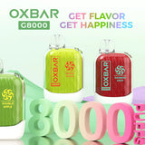 OXBAR G8000 Disposable Device with transparent shell, 16mL capacity, and Type-C charging.