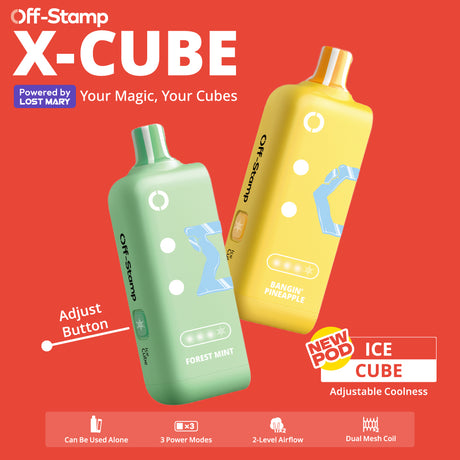 Off-Stamp X-CUBE Ice Cube Disposable Pod Powered by Lost Mary – Adjustable Ice Cooling and 25,000 Puffs.