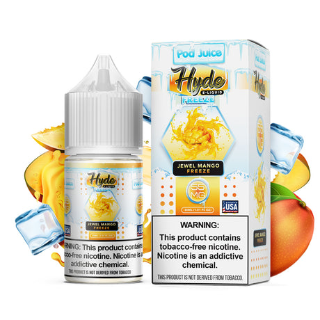 POD Juice X Hyde Jewel Mango Freeze - 30mL Nicotine Salt Liquid with Tropical Mango and Menthol