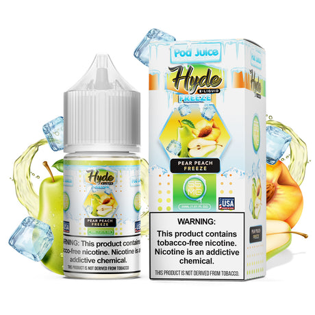 POD Juice X Hyde Pear Peach Freeze - 30mL Nicotine Salt Liquid with Sweet Pear, Peach, and Menthol