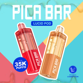 Pica Bar Lucid 35K Pod front view with clear 19ml e-liquid tank
