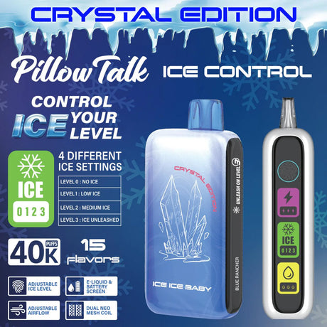 Pillow Talk Ice Control IC40000 "Crystal Edition" Disposable with adjustable ice settings, touch display, and long-lasting performance