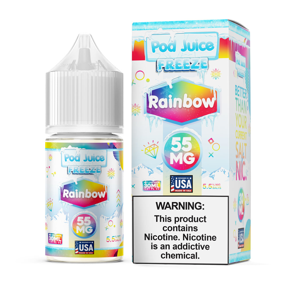 Pod Juice FREEZE Rainbow 30ML Nicotine Salt – Mixed Fruit Candy Ice Vape Juice