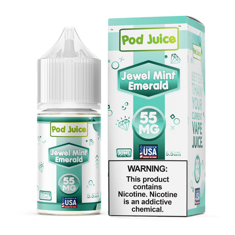 Pod Juice SALT Jewel Mint Emerald 30ML Nicotine Salt – Mint Menthol Vape Juice