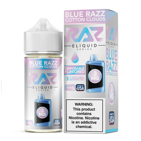 Pod Juice X RAZ Blue Razz Cotton Clouds 100ML – Blue Raspberry Cotton Candy Vape Juice