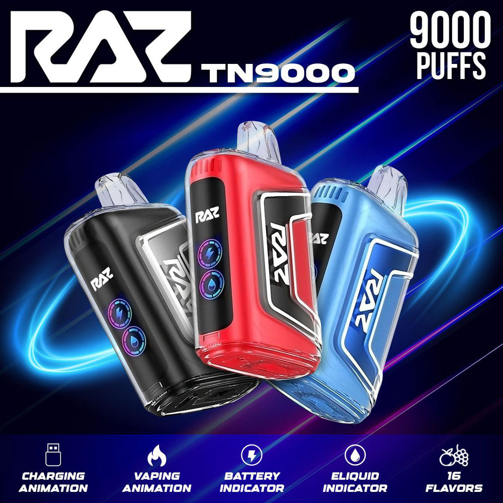 RAZ TN9000 Disposable Vape with E-Liquid and Battery Indicators