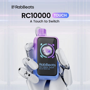RabBeats RC10000 Touch Disposable Vape featuring touchscreen technology, 10,000 puffs, and 18mL pre-filled e-liquid.