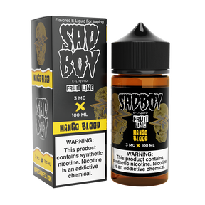 SADBOY Mango Blood E-Liquid 100mL bottle featuring tropical mango flavor.
