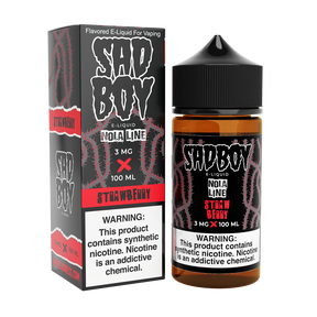 SADBOY Strawberry E-Liquid 100mL bottle featuring granola, strawberry, and sweet cream dessert flavors.