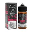 100mL bottle of SADBOY Strawberry Cheesecake e-liquid from the Cake Line Series, featuring a sweet and creamy dessert flavor with a 70/30 VG/PG ratio and available in 0mg, 3mg, and 6mg nicotine strengths.