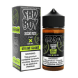 Sadboy E-Liquid Keylime Cookie 100mL bottle with citrus key lime and buttery cookie flavor, available in multiple nicotine strengths, 70/30 VG/PG blend for smooth clouds.