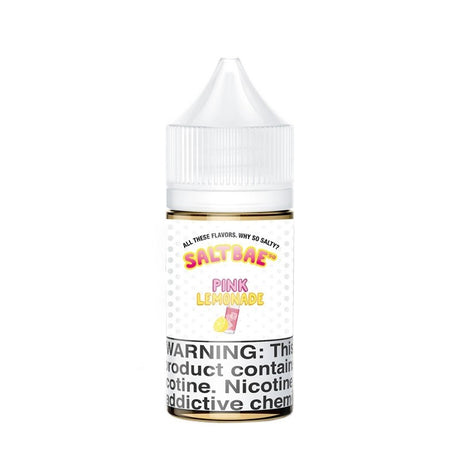 SaltBae50 Pink Lemonade Nicotine Salt E-Liquid featuring sweet strawberry and tart lemon flavors in a 30mL unicorn bottle.