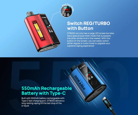 GLAMEE GT8000 Rechargeable Disposable Device – 8000 Puffs