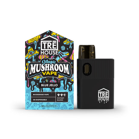 TRE House Magic Mushroom Blend Disposable featuring 2g proprietary blend, 800 puffs, ceramic coil, and USB Type-C charging.