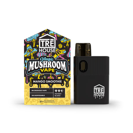 TRE House Magic Mushroom Blend Disposable featuring 2g proprietary blend, 800 puffs, ceramic coil, and USB Type-C charging.