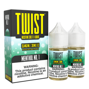 TWIST Menthol No. 1 Nicotine Salt E-Liquid – 60ML Twin Pack with Crisp Menthol Flavor
