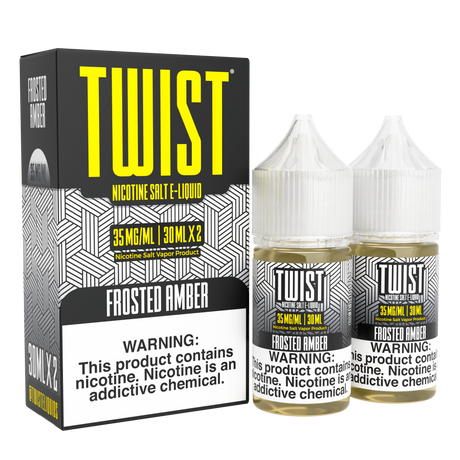 TWIST Nicotine Salt Frosted Amber – 60mL e-liquid featuring a warm vanilla-drizzled sugar cookie flavor with a smooth nicotine salt formula.