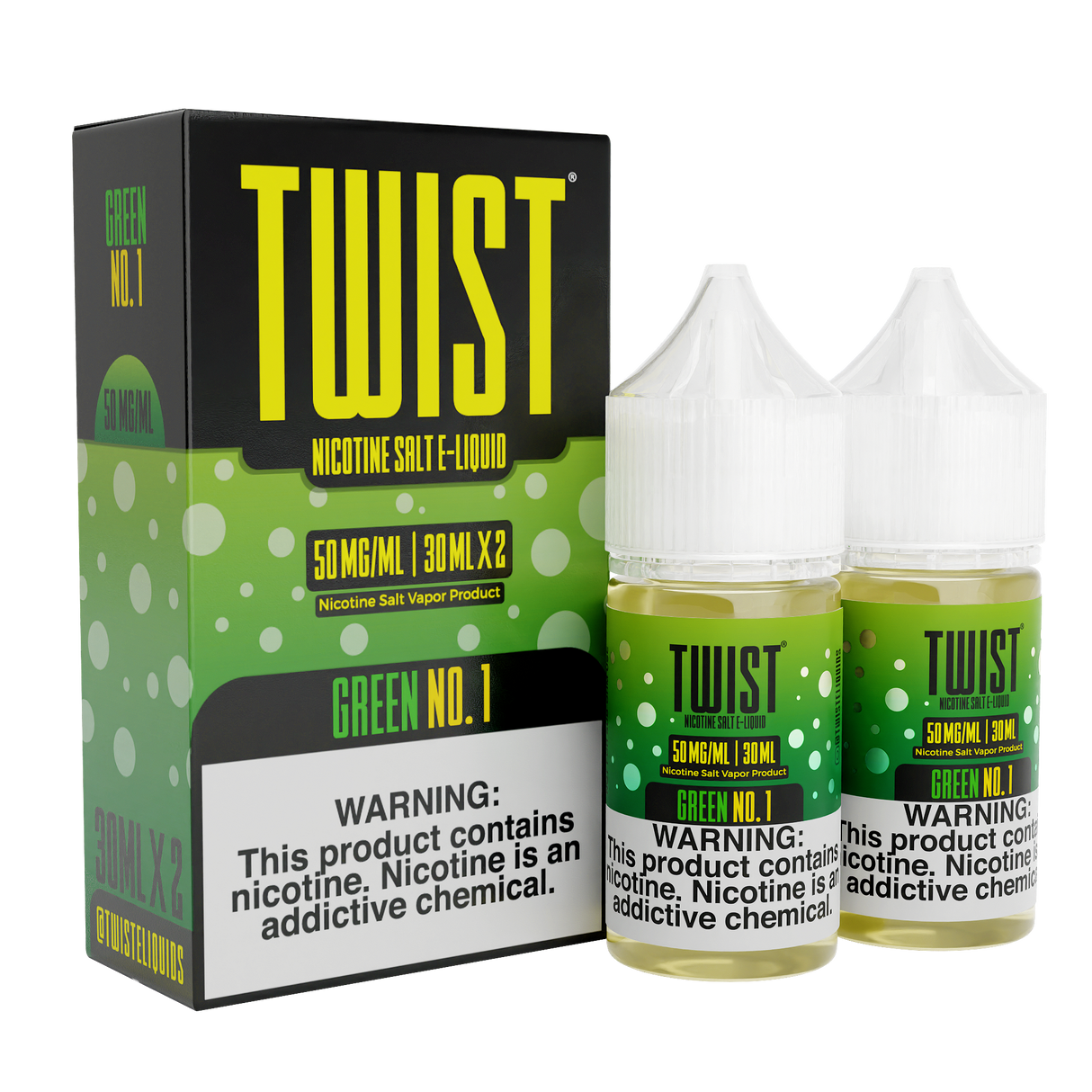 TWIST Nicotine Salt Green No. 1 – 60mL e-liquid featuring a refreshing honeydew and cantaloupe blend with a smooth nicotine salt formula.