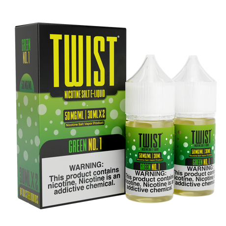 TWIST Nicotine Salt Green No. 1 – 60mL e-liquid featuring a refreshing honeydew and cantaloupe blend with a smooth nicotine salt formula.