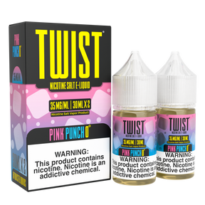TWIST Nicotine Salt Pink Punch 0° – 60mL e-liquid featuring a tangy pink lemonade and menthol blend with a smooth nicotine salt formula.