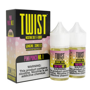 TWIST Nicotine Salt Pink Punch No. 1 – 60mL e-liquid featuring a refreshing pink lemonade flavor with a smooth nicotine salt formula.