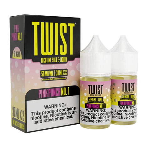 TWIST Nicotine Salt Pink Punch No. 1 – 60mL e-liquid featuring a refreshing pink lemonade flavor with a smooth nicotine salt formula.