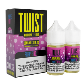 TWIST Nicotine Salt Purple No. 1 – 60mL e-liquid featuring a refreshing mix of ripe blueberries and tart lemonade.