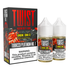 TWIST Nicotine Salt Tobacco Platinum No. 1 – 60mL e-liquid featuring bold, full-bodied tobacco flavor with a smooth, slightly sweet finish.