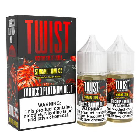 TWIST Nicotine Salt Tobacco Platinum No. 1 – 60mL e-liquid featuring bold, full-bodied tobacco flavor with a smooth, slightly sweet finish.