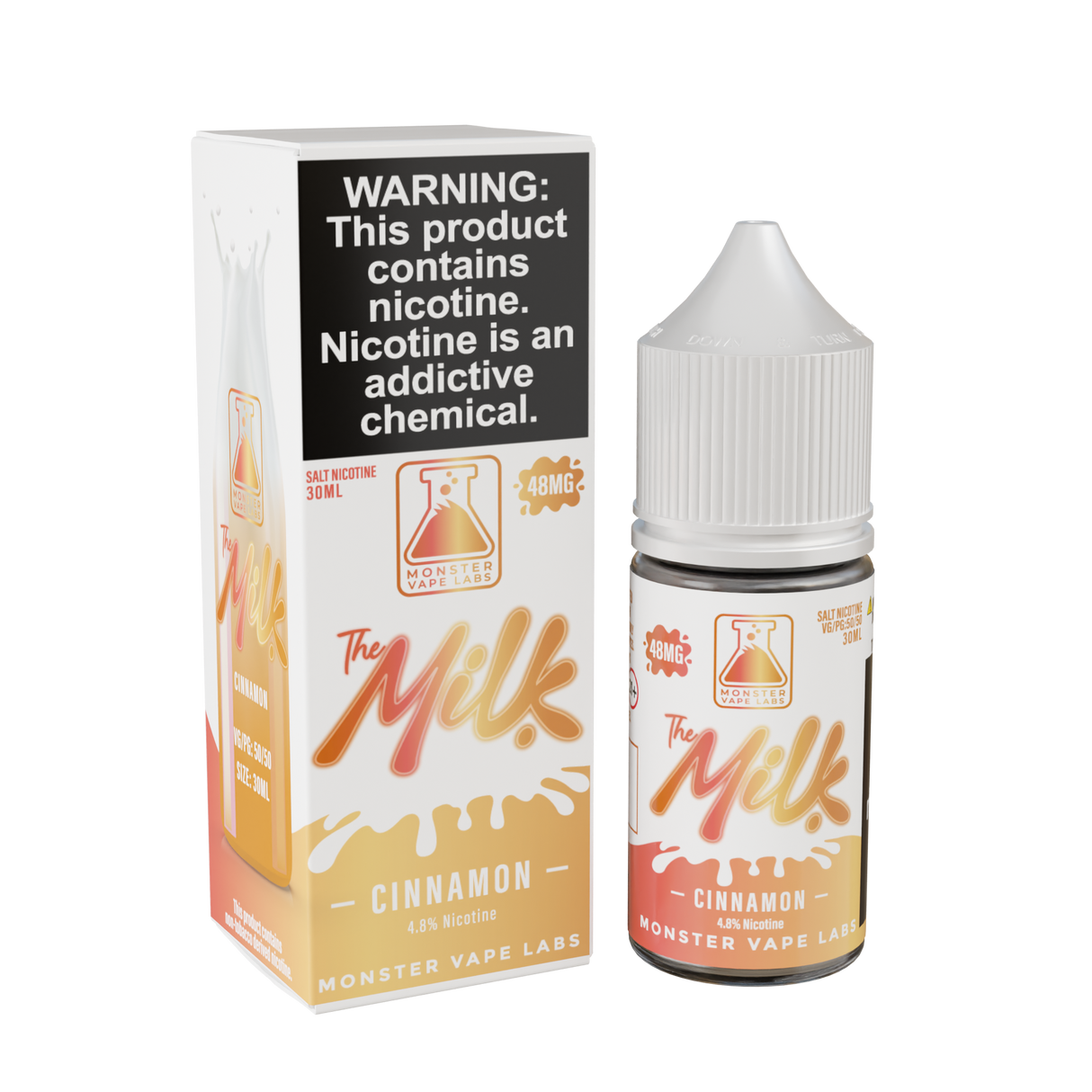 30ML bottle of The Milk Salt – Cinnamon featuring sweet cinnamon and creamy milk flavor