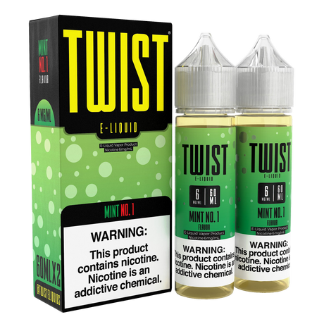 Twist E-Liquid Mint No.1 – 120mL twin pack of smooth, refreshing menthol vape juice for a cool and crisp experience.