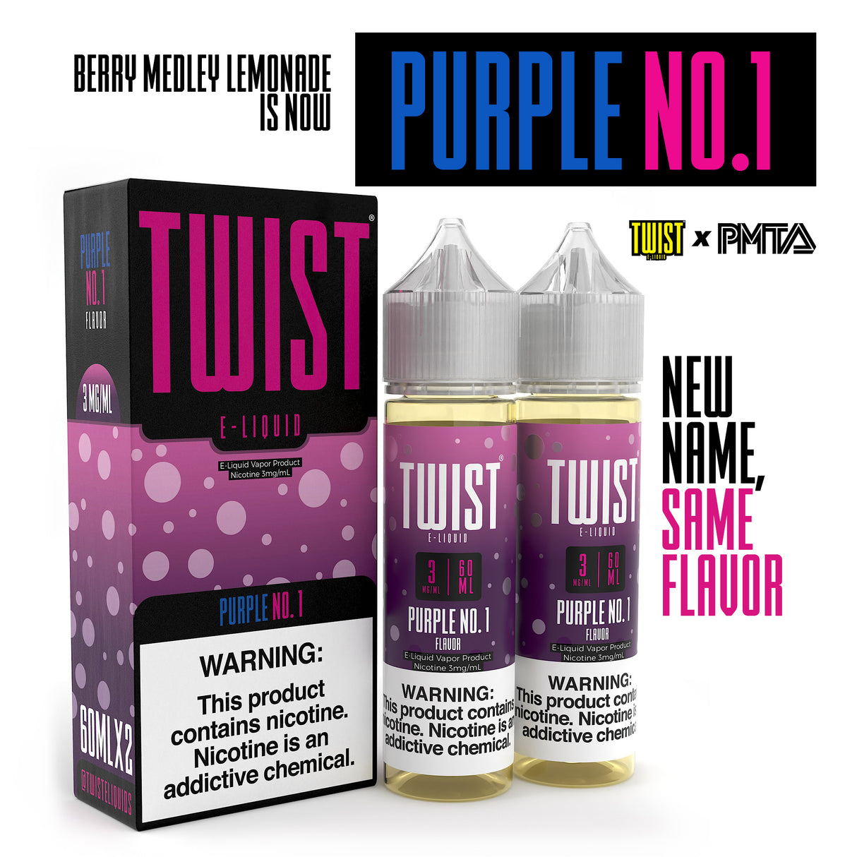 Twist E-Liquid Purple No.1 – 120mL twin pack of blueberry and lemonade vape juice with a bold and refreshing flavor.
