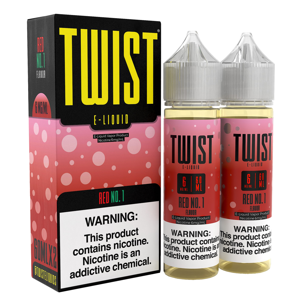 Twist E-Liquid Red No.1 – 120mL twin pack of juicy watermelon vape juice with a refreshing and sweet flavor.