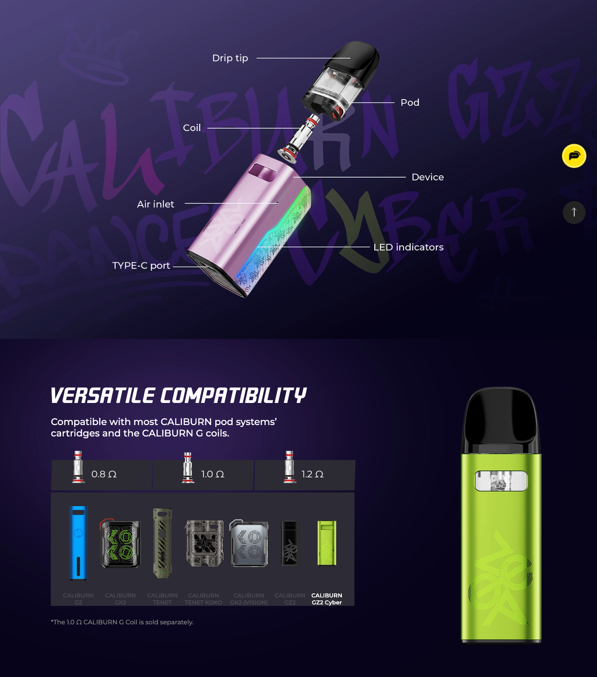 UWELL CALIBURN GZ2 "CYBER" details 3