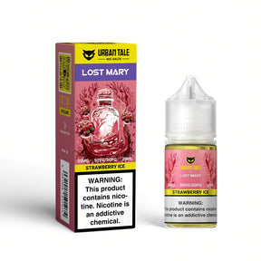 Urban Tale x Lost Mary Strawberry Ice Nic Salts 30ML Bottle featuring sweet strawberry and frosty menthol flavor.