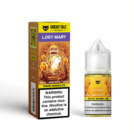 Urban Tale x Lost Mary Tropic Mango Ice Nic Salts 30ML Bottle featuring tropical mango and cooling menthol flavor.