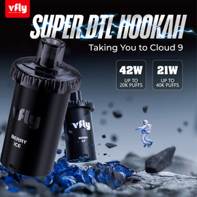 VFLY Super DTL Hookah 40K Pods – 2 Count, 18mL Each, Dual Mesh Coil, High-Nicotine E-Hookah Refills