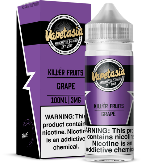 Vapetasia Killer Fruits Grape 100ml e-liquid with bold grape flavor