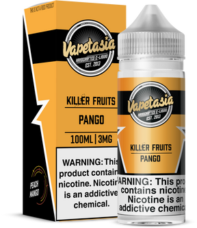 Vapetasia Killer Fruits Pango 100ml bottle with tropical peach and mango flavors