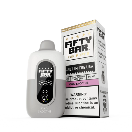FIFTY BAR "White Series" 20K Puff  Powered By BEARD Vape Co. Disposable Device - 20000 Puffs