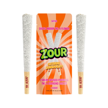 Zour Stash THC-A Diamond Coated 2g Pre Rolls - 2 Count