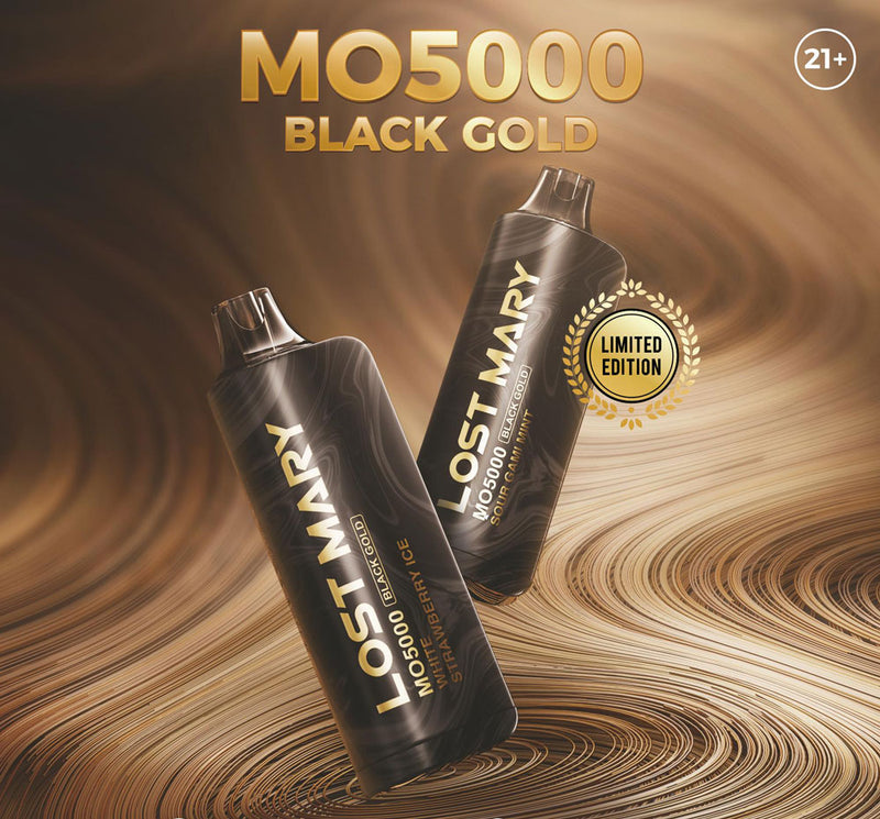 Lost Mary MO5000 Black Gold Limited Edition Rechargeable Disposable Device – 5000 Puffs