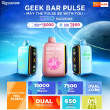 Geek Bar Pulse Disposable E-Cigarette - Rechargeable, 15,000 Puffs, Zero Nicotine, Premium Flavor.