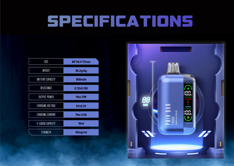 Priv Bar Turbo 15K de dispositivo desechable SMOK - 15000 inhalaciones