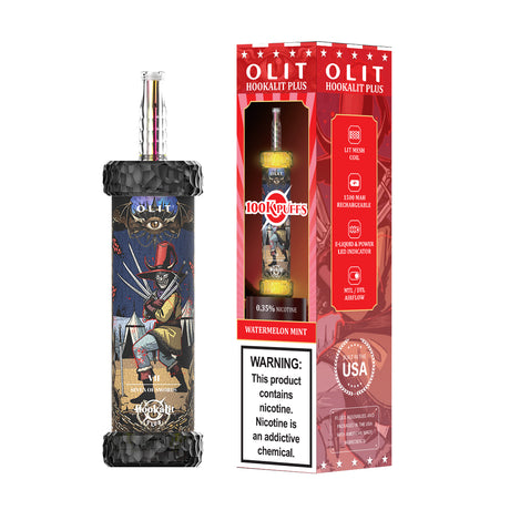 Assembled in USA | OLIT HookaLit PLUS 100K Disposable E-Hookah - 100,000 Puffs